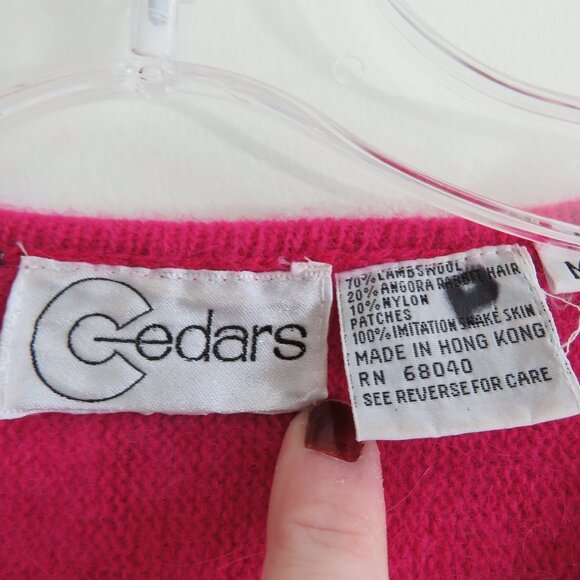 VINTAGE CEDARS Angora Lambswool  Pink Beaded Dolman Sleeve Sweater - Size M - Picture 15 of 15